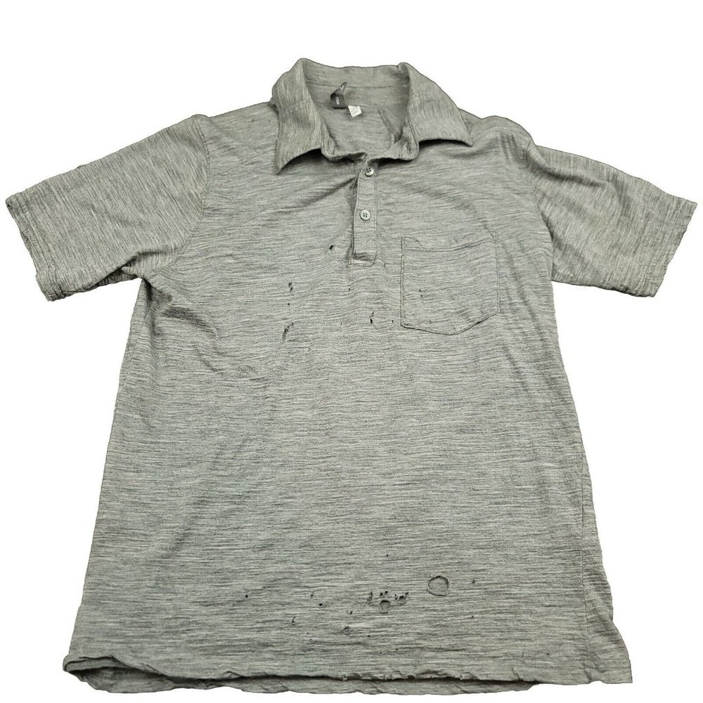 Ibex Mens S Shirt Merino Wool Collared Polo Gray Hiking‎ Made in the US ISSUES